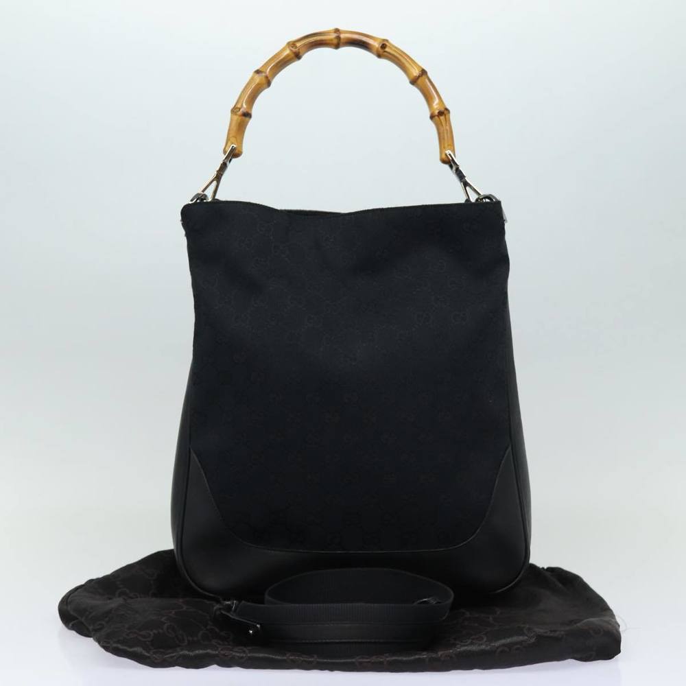 GUCCI Bamboo GG Canvas Hand Bag Black 001 4058 1705 Auth yk14057 - Picture 12 of 16